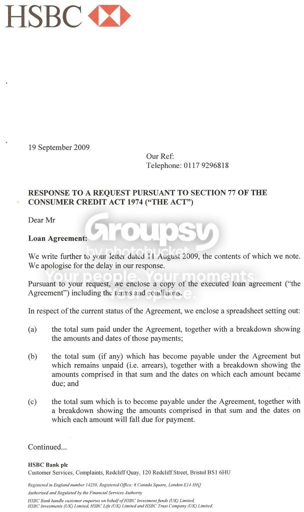 Hsbc Contract Note HSBC loan agreement - Debt Collection Agencies - National Consumer Service